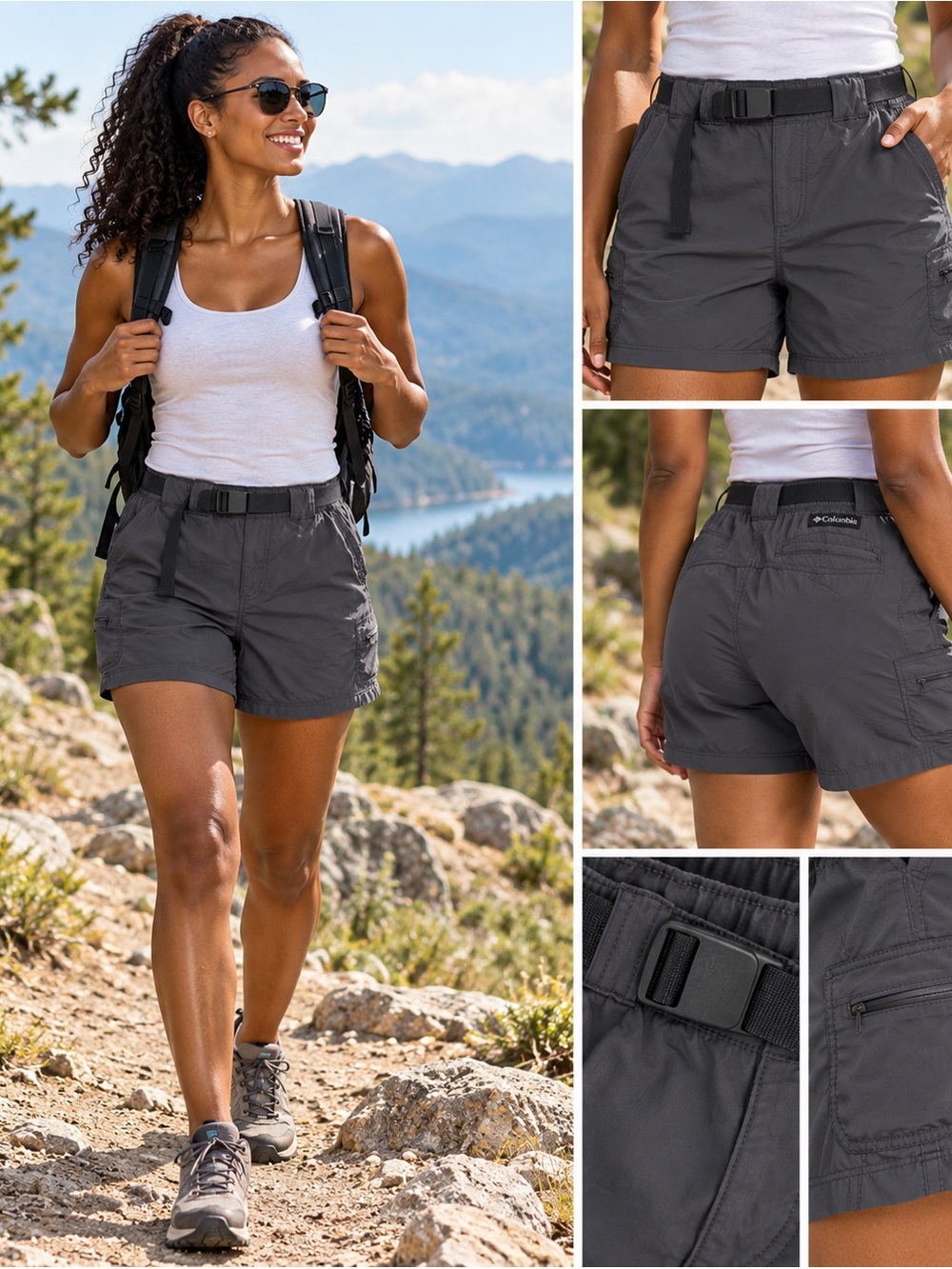 NWT Columbia Omni-Shade UPF 30 Hiking Cargo Shorts Gray Small